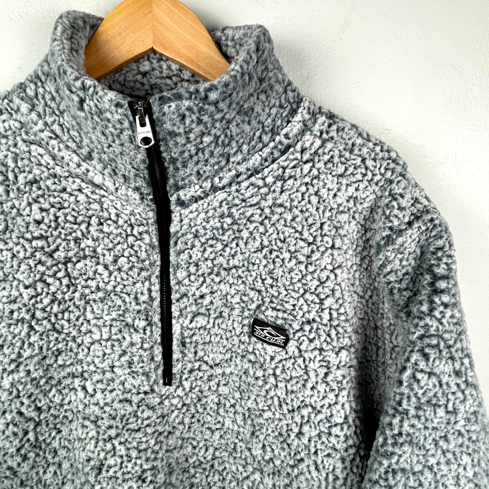 Vtg Rip Curl 1/4 Zip Fleece Sweater Men XL Re Issue Fit Deep Pile 90s Y2K Surf